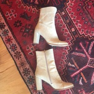 White snakeskin booties